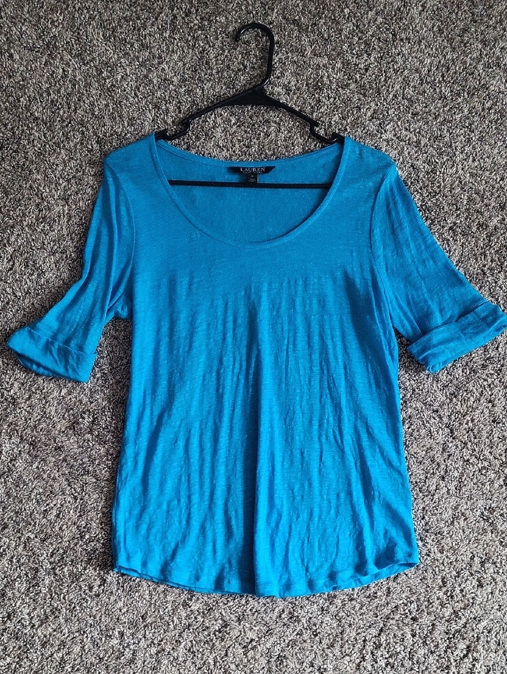 Ralph Lauren Blue Scoop Neck Short Sleeve Top
